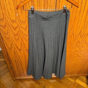 Gray Pleated Midi Skirt